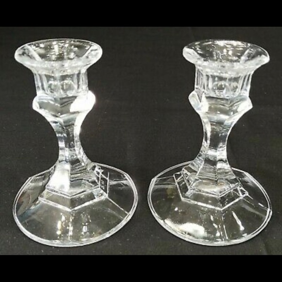 Crystal set of 4 candle stick holders set a four new in box - Picture 1 of 7